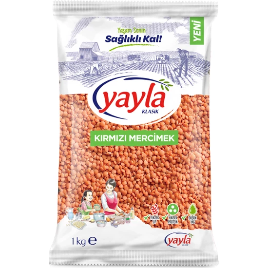 Yayla 1 Kg Yerli Kırmızı Mercimek*12
