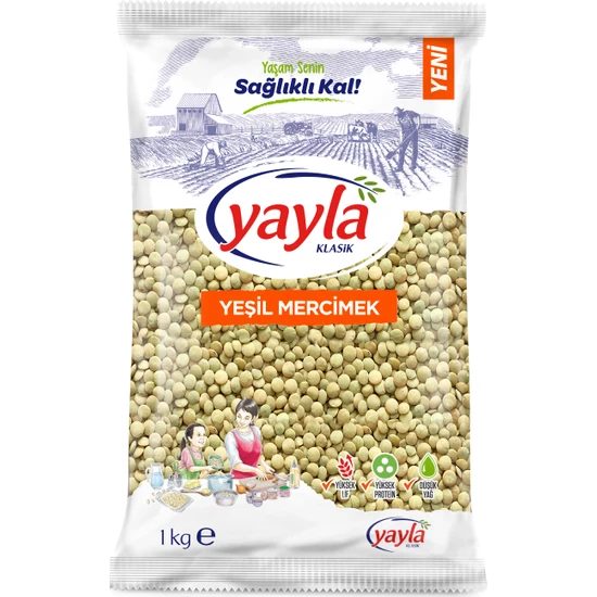 Yayla Yeşil Mercimek 1 Kg*12